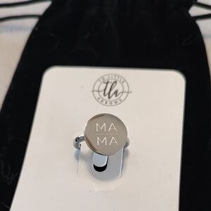 'MAMA' Engraved Round Silver Ring - Women's Sentiment Band